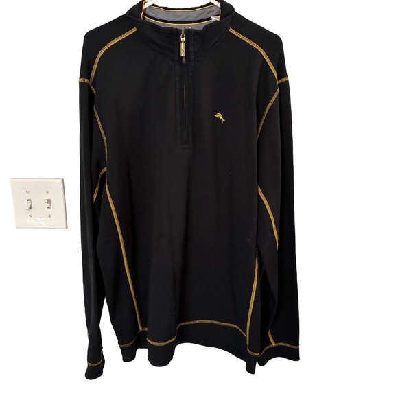 Tommy Bahama XL Men’s Super Bowl 50 Half Zip Pullover Sweatshirt NFL 2016 Black - Picture 1 of 6